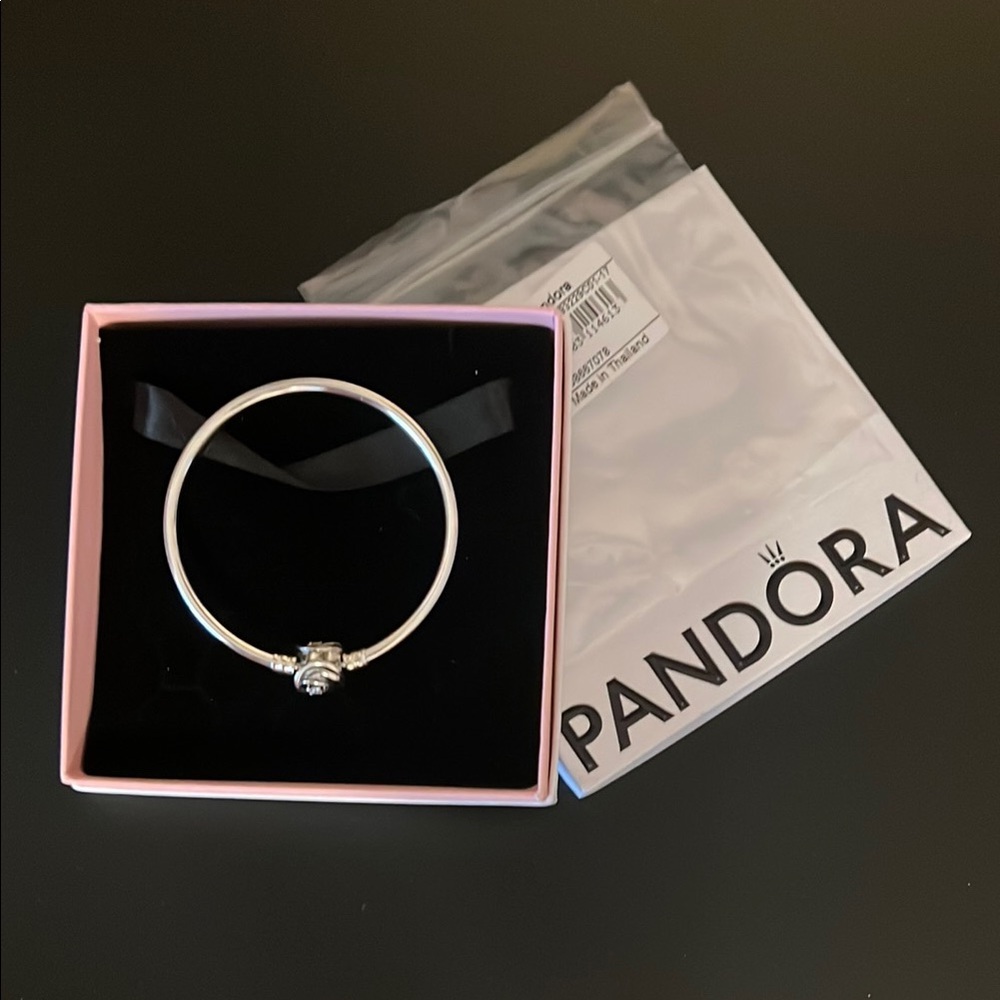 Pandora Moments Encircled Clasp Sterling Silver Floral Bangle